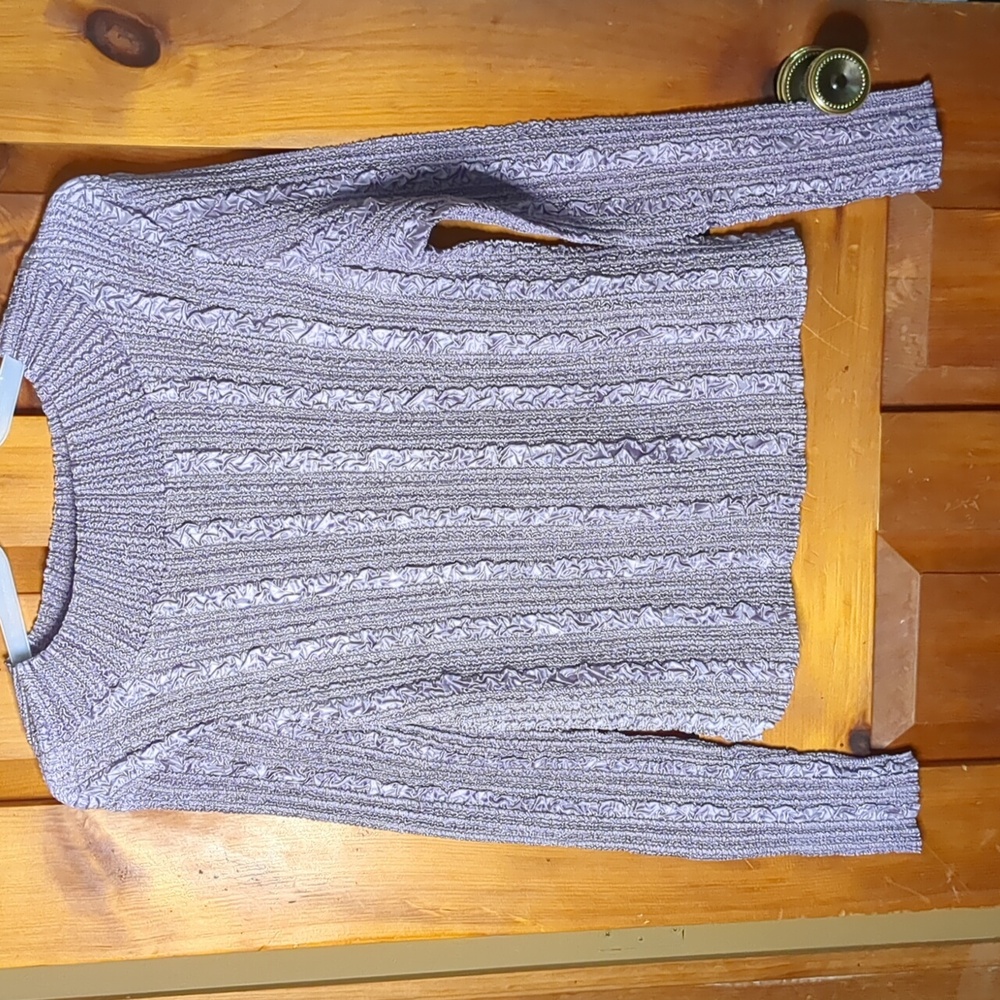 MILANO* lavender lightweight poly stretch long sleeve mock neck blouse top tunic